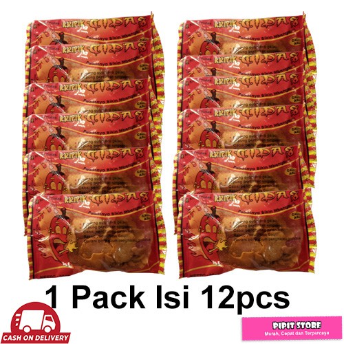 

1pack 12pcs Kripik Keripik Cidas Pedas Murah Lokal Daerah MERAH