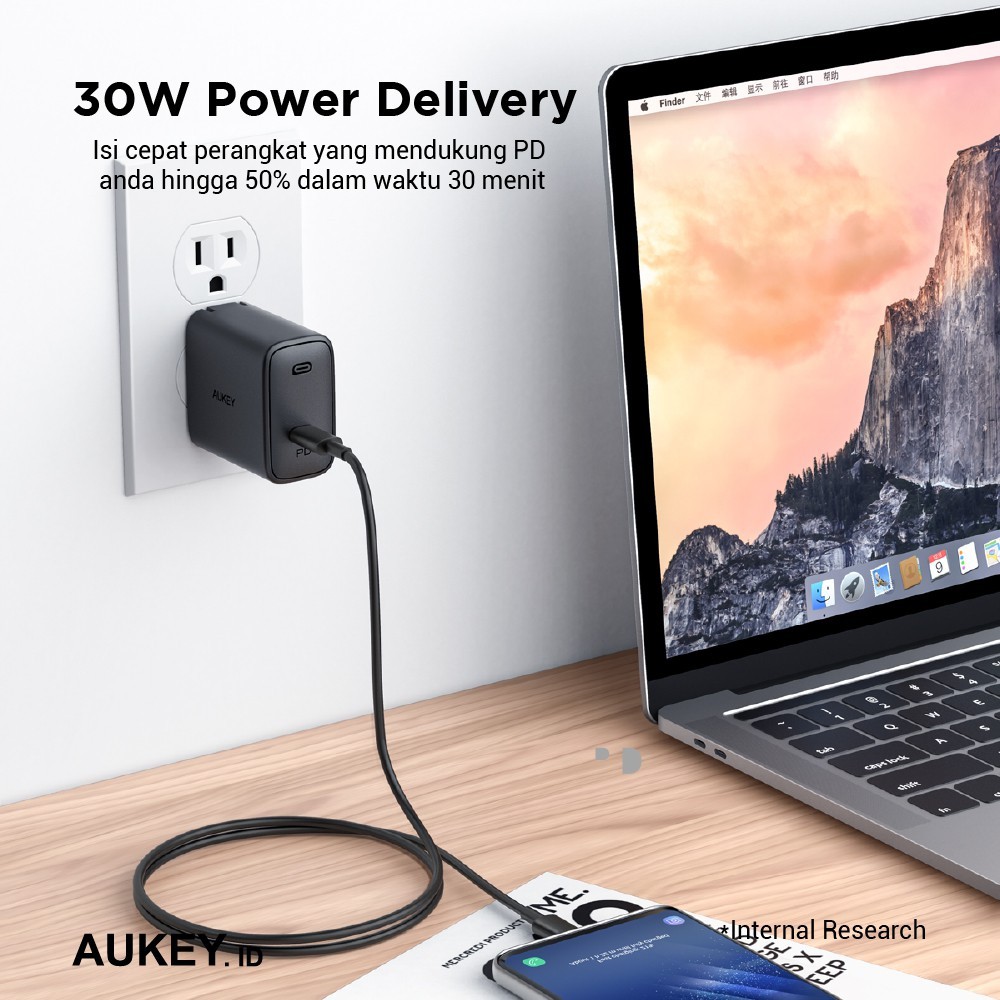 Aukey Charger PA-F2 Swift Series 30W PD Charger Original Garansi Resmi Aukey