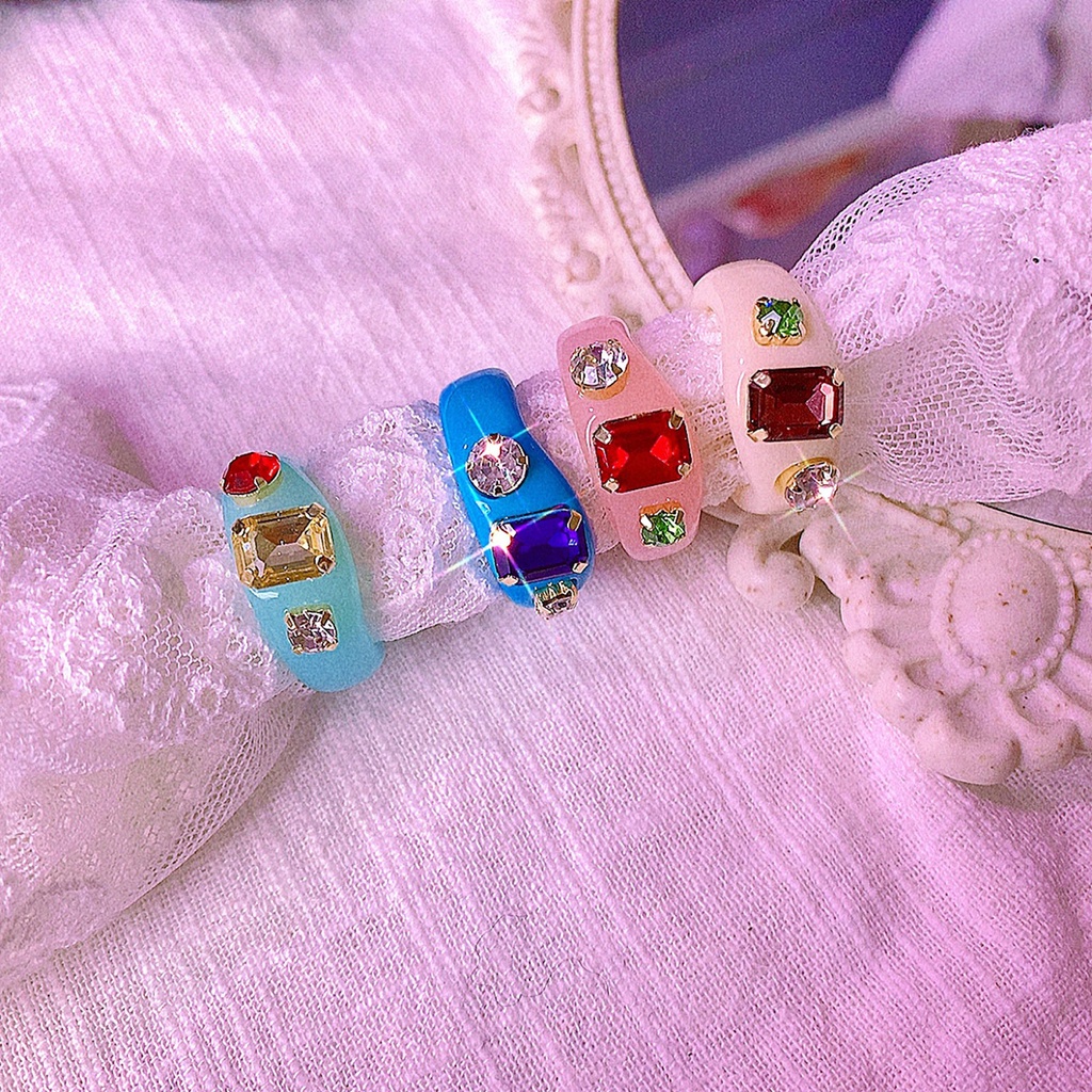 Hu Hu Hu Hu Hu Alat Bantu Pasang Kacamata♡ 1 Set Cincin Berlian Imitasi Bahan Akrilik Ramah Kulit Anti Gores Untuk Harian