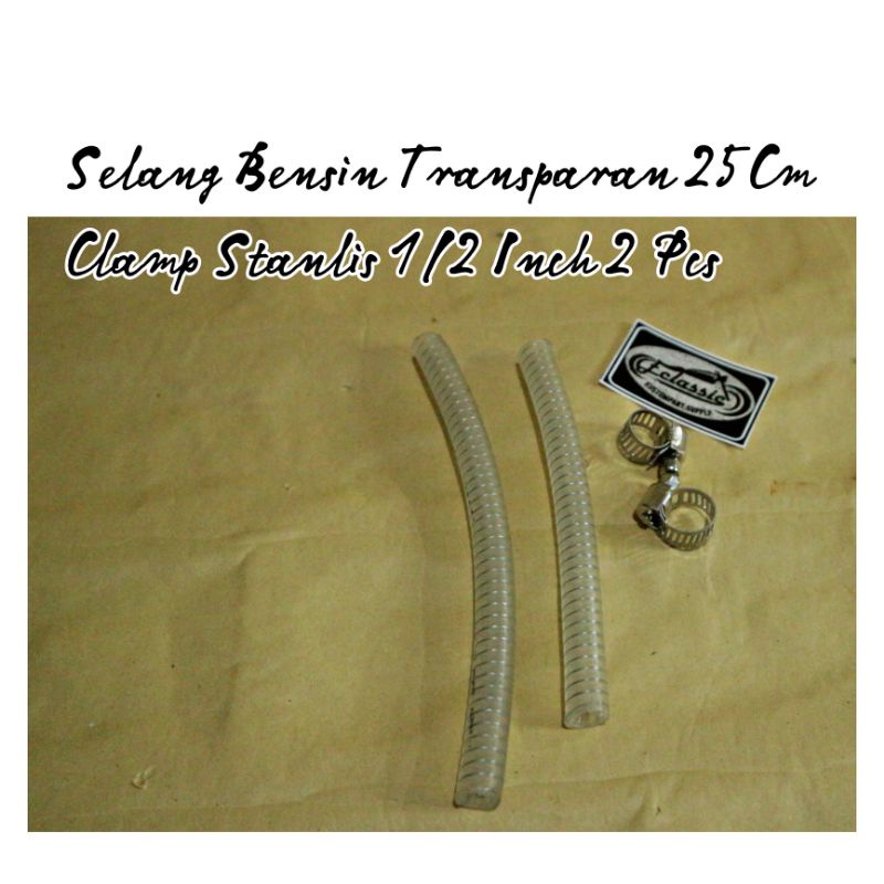 Selang Bensin Transparan/Clamp Stanlis 1/2 Inch