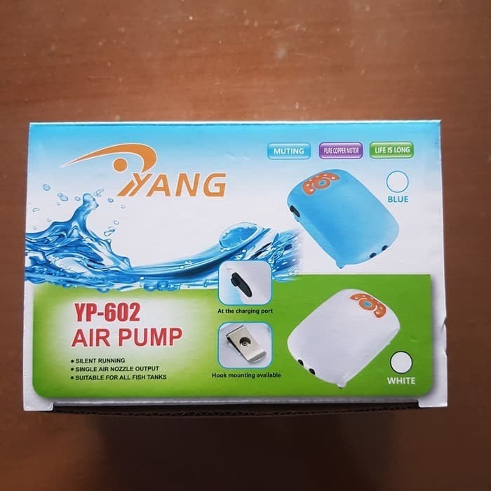 ac dc airpump  - silent - power 1W - DC 5 V - 1200 Lt/jam - presssure 15Kpa - Size 13x10x4.5 cm