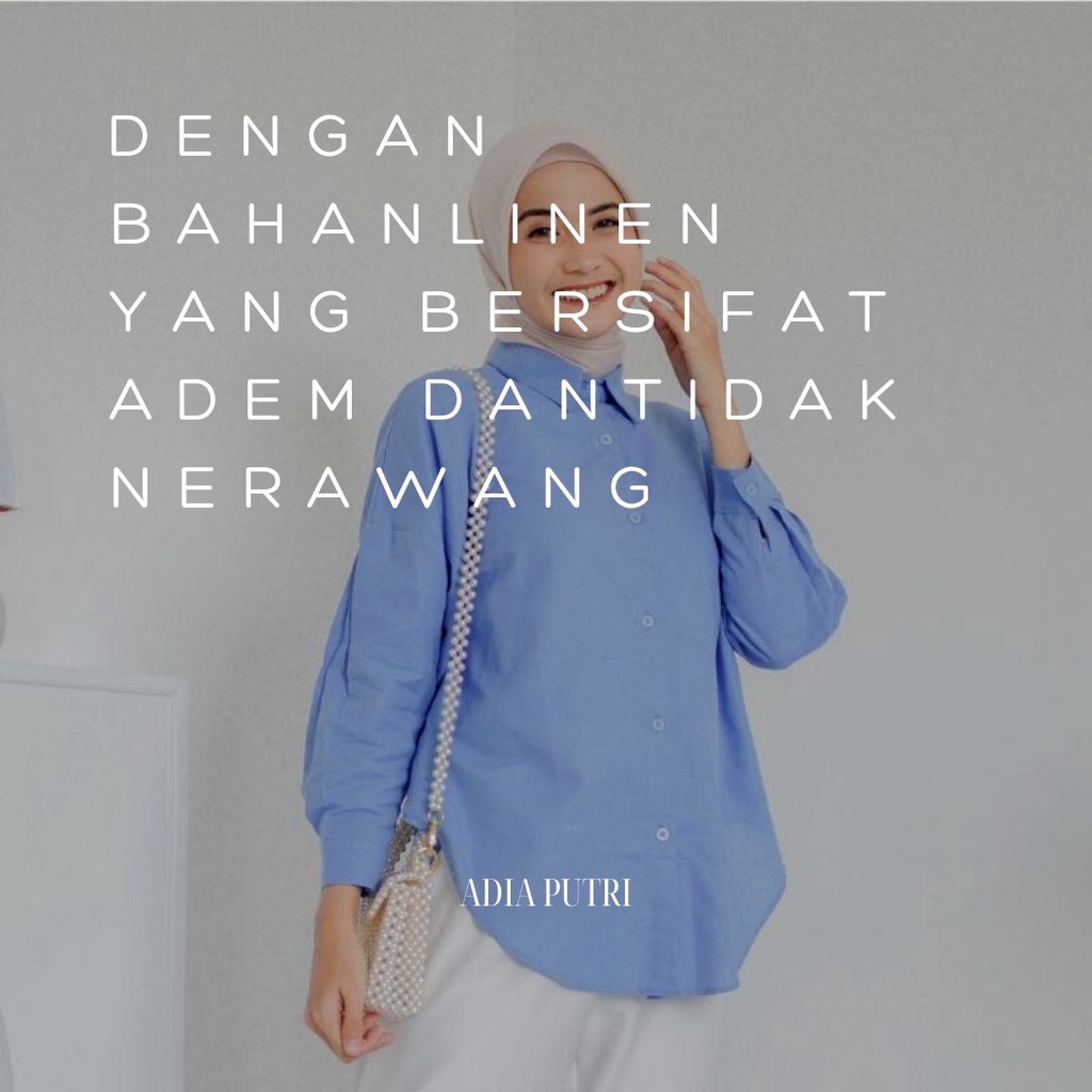 KEMEJA LINEN NELKA SHIRT OVERSIZED // KEMEJA WANITA OVERSIZED // KEMEJA WANITA KEKINIAN BAHAN LINEN PREMIUM