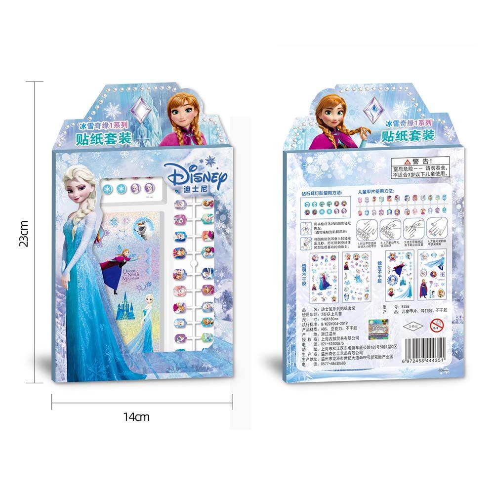 Agustina Anak Nail Art Set 3D Elsa Nail Foils Manicure Make up Mainan Kuku Palsu Self Adhesive Nail Art Dekorasi