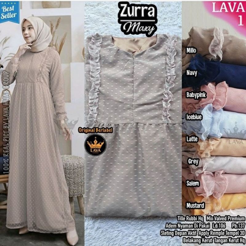 ZURRA MAXY GAMIS PESTA TILE POLKADOT WANITA TERMURAH KAIN IMPOR