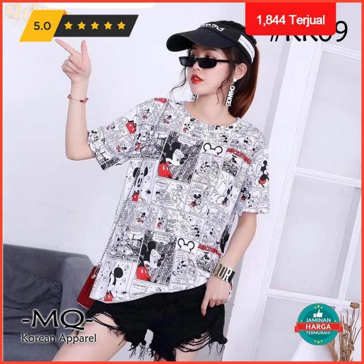 Kaos Import Wanita - Atasan Baju Cewek Kartun Oversize Adem Ld 110Cm Premium