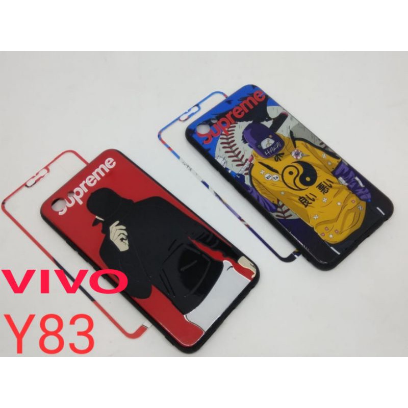 Fuze softcase vivo Y81 Y81C motif supreme plus tempered glass 3D