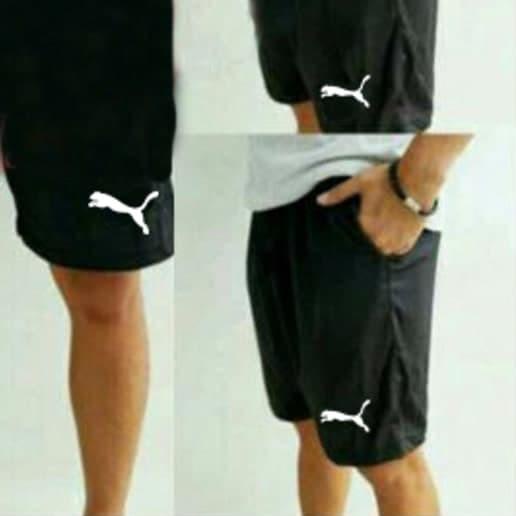 ✻ CELANA PM HITAM POLOS BERKANTONG-OBRAL CELANA PENDEK OLAHRAGA RUNNING BOLA FUTSAL GRADE ORI ➺