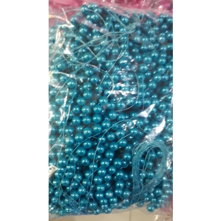 100 Gram Payet Mote Manik Mutiara Sintetis 8mm Bulat Besar Mutsin Berat Kwalitas Super Warna Biru