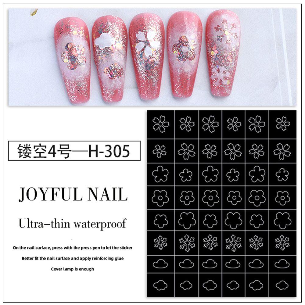 Mxbeauty Nail Art Airbrush Stensil Fashion Berlubang Self-Adhesive Sliders Manicure Aksesoris Salon Supply Desain DIY Nail Art Template