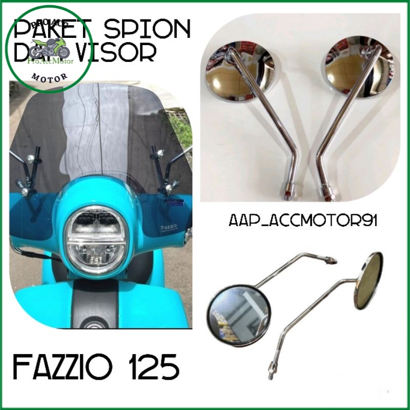 paket visor FAZZIO 125 dan spion retro klasik tangkai panjang