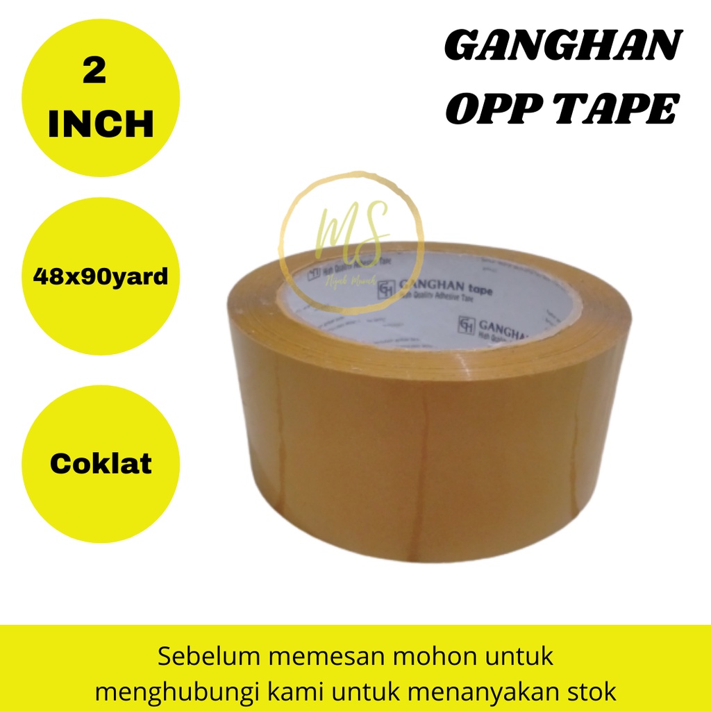 LAKBAN OPP GANGHAN COKELAT UKURAN 48x90Yard TEBAL 2inch