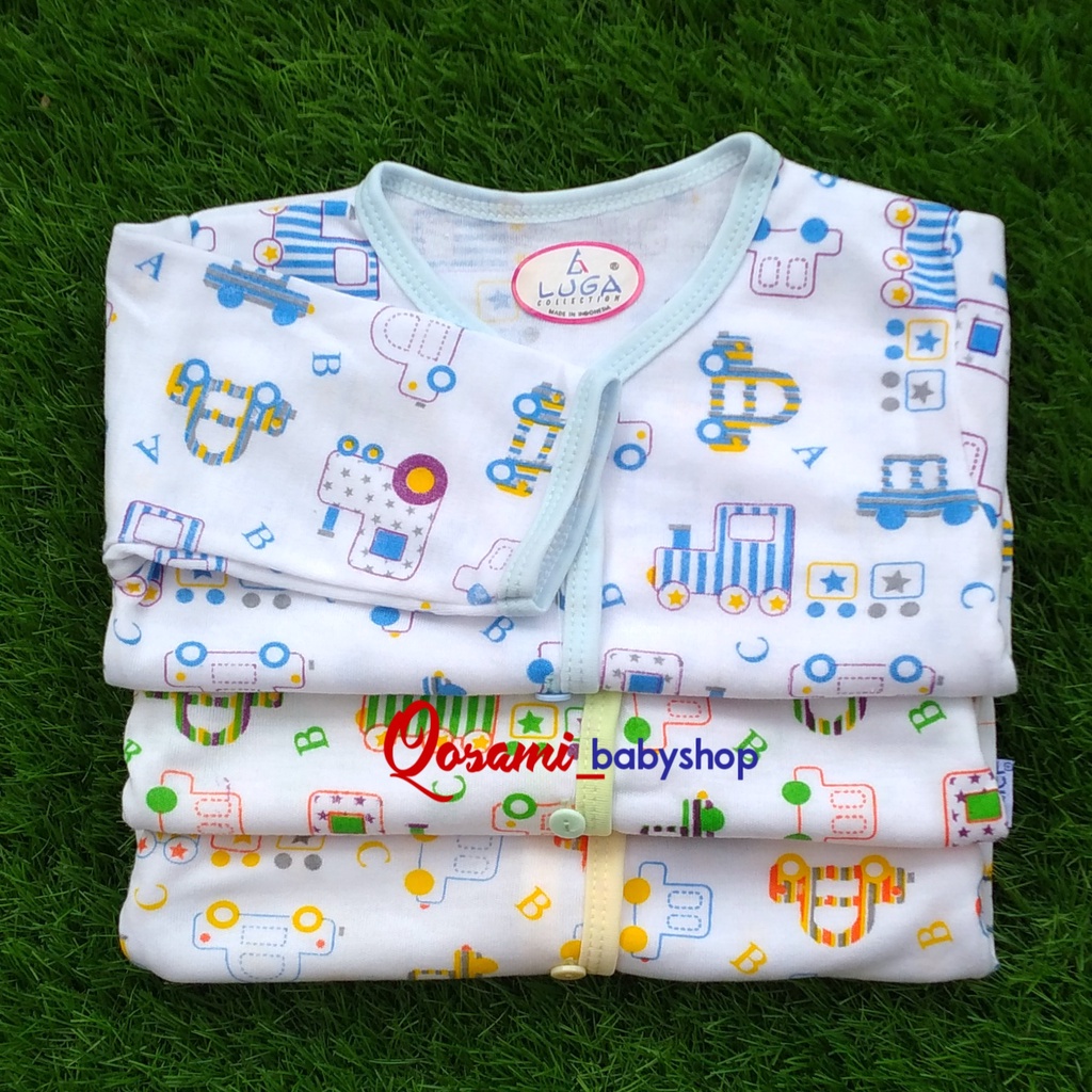 LUGA 3 pcs Baju Kancing Panjang Bayi Newborn Motif SNI