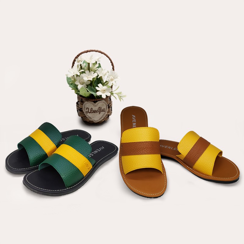 Sandal Papirut Kulit Jeruk Selop Wanita Sol Karet Upper Kulit Sintetis Terbaru