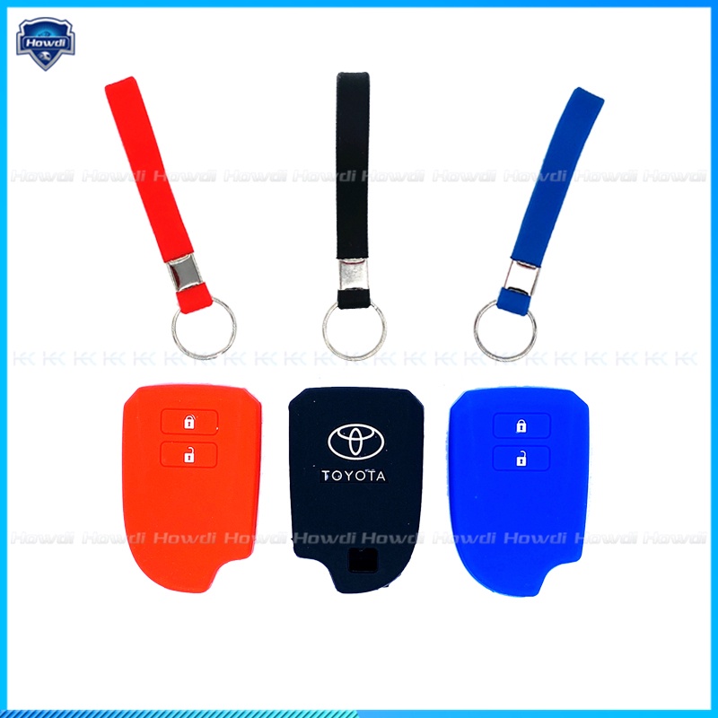 Cover Kunci Remote Mobil Keyless Bahan Silikon Dengan Gantungan Kunci Untuk Toyota Yaris 2018-2020