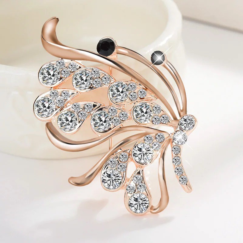 High-end Retro Mutiara Zirkon Bros Opal Swan Kupu-kupu Merak Bunga Berlian Imitasi Bros Aksesoris indah-17#