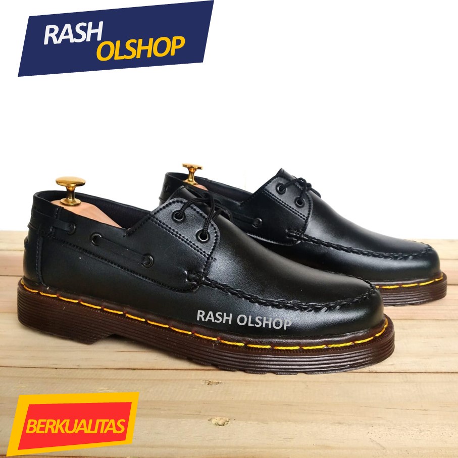 Sepatu Low Boot 2 Hole Hitam Sepatu Loafer Dokmart Bertali Model Rajut Indian