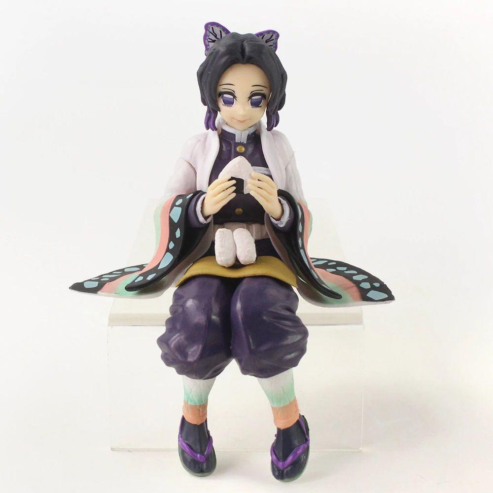 AUGUSTINA Demon Slayer Action Figure Collectible Moldel Lucu PVC Shinobu Nezuko Q Version Boneka Kartun Posisi Duduk Tokoh Anime