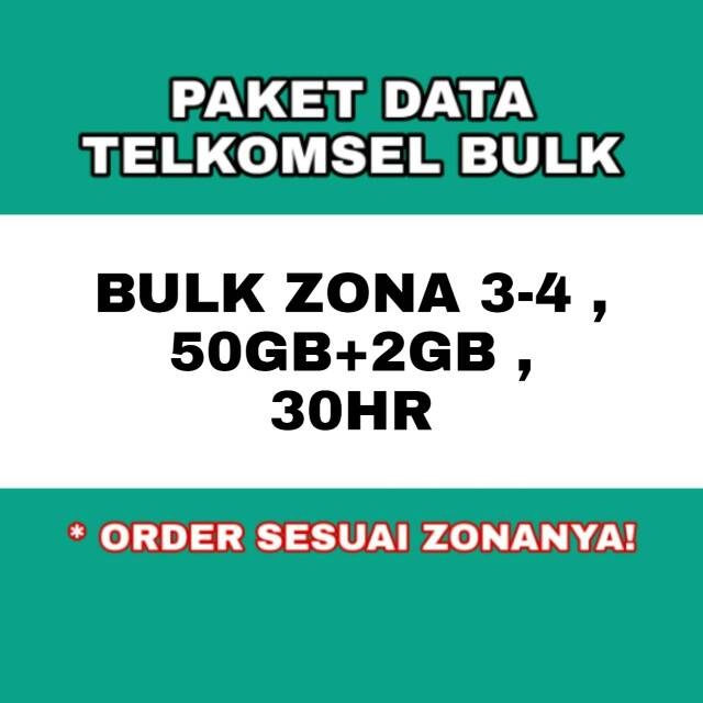 Paket data telkomsel bulk zona 3-4 50gb plus 2gb sebulan paket sepuasnya