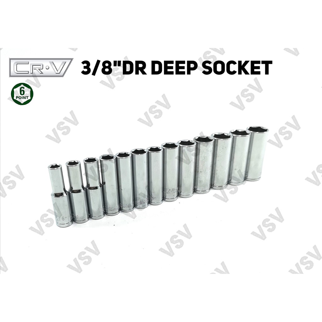 Gestar 3/8&quot;DR kunci Deep Sok 17mm 18mm 19mm 6PT Kunci Sock Kunci Shock Deep Socket