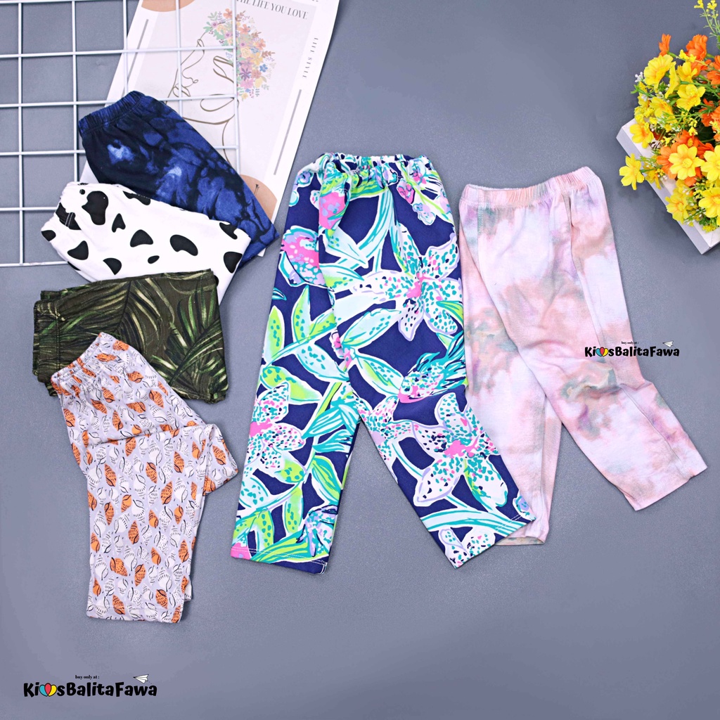 Legging Calvina uk 1-2 tahun / Bahan Kaos Spandek Nyaman Leging Motif Ketat Panjang Anak Perempuan