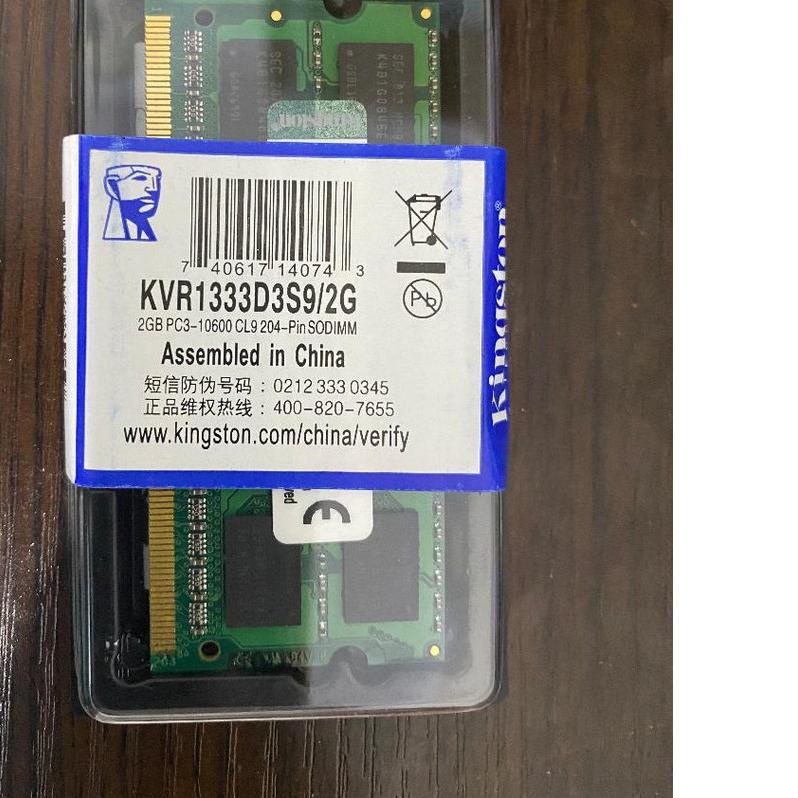 ➣ RAM LAPTOP KINGSTON DDR3 2GB 10600 / 1333 MHz ORI RAM SODIMM 1.5v 2GB ❅