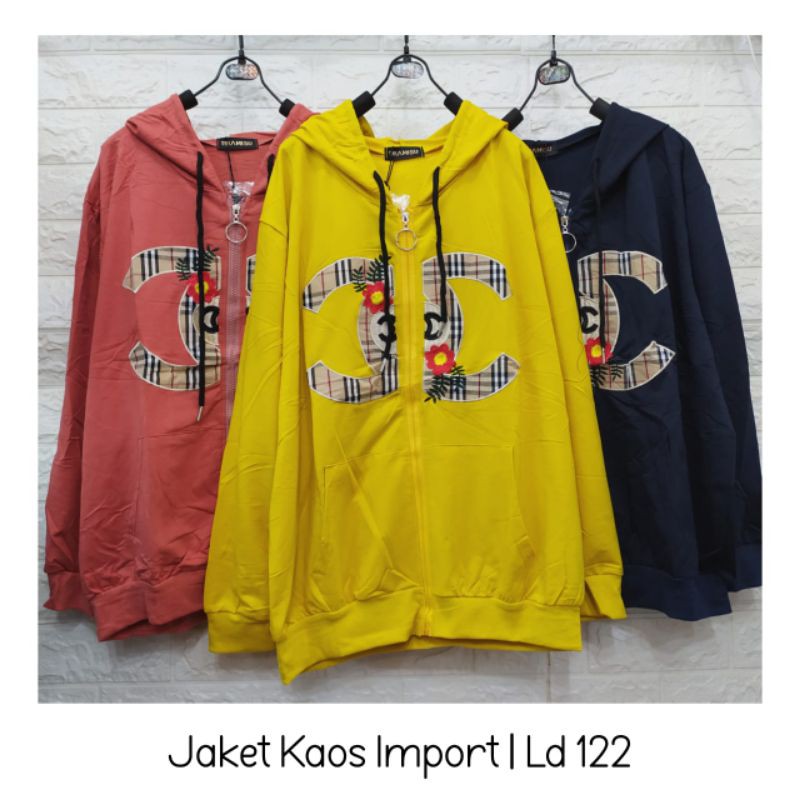 Jaket wanita bahan kaos import ukuran allsize fit xl ld 122