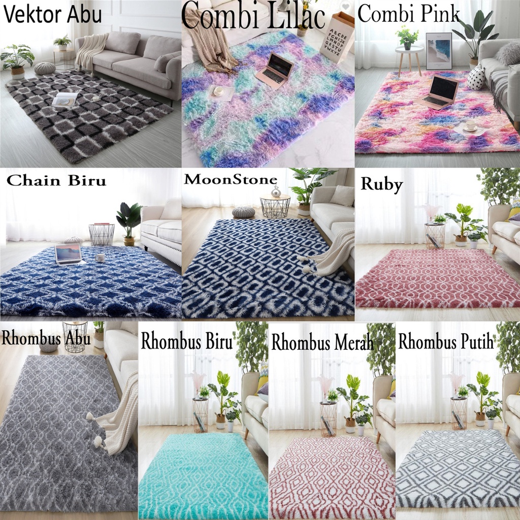 KARPET BULU MOTIF TERBARU 160*100 PANJANG BULU 4CM (anti slip) l Happyonshop