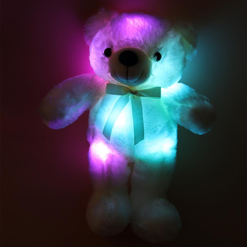 Timekey Mainan Boneka Plush Beruang 50cm Dengan Lampu LED Warnawarni F9K2