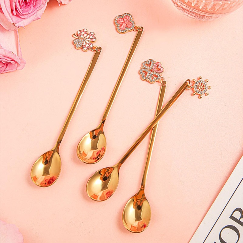 Zzz 4pcs Sendok Aduk Kopi / Dessert Bahan Stainless Steel