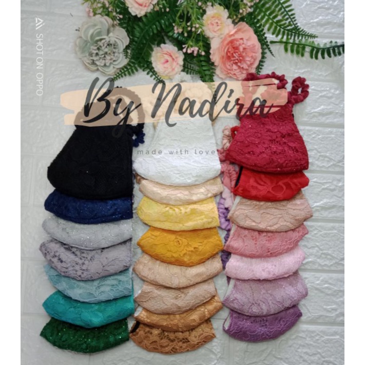 Masker Hijab / Masker Brukat / Masker Cantik / Masker lebaran/ Masker Fashion / Masker 3ply/ Masker