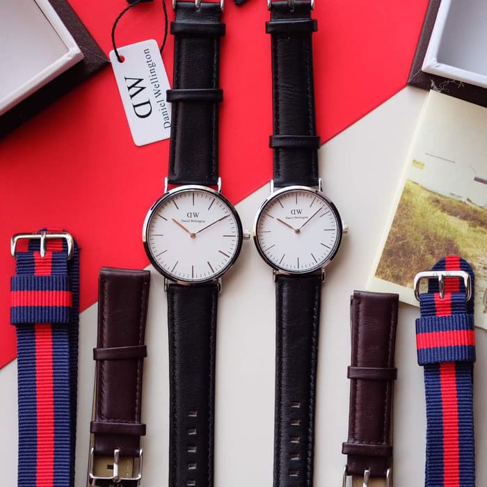 Jam Tangan Couple Pria Wanita Dw Daniel Wellington Leather Strap Set Best Quality