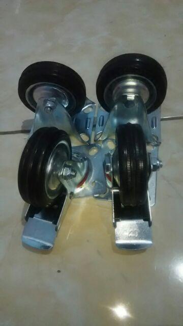 Roda Troli 3 (2 Hidup Rem + 2 Mati) Roda Karet Etalase Gerobak 3inch