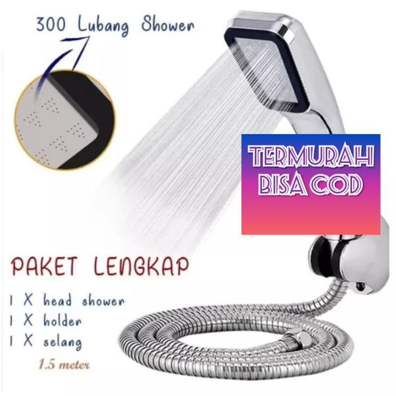 PAKET KOMPLIT FREE SELANG SHOWER Kepala Mandi Paket 300 Lubang Tekanan Tinggi