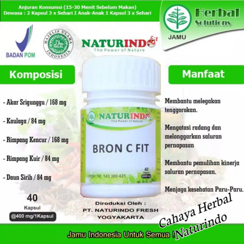 Obat Herbal Sesak Nafas Obat Gangguan Pernafasan Obat Gurah Paru Paru Herbal Bron C Fit Naturindo-1