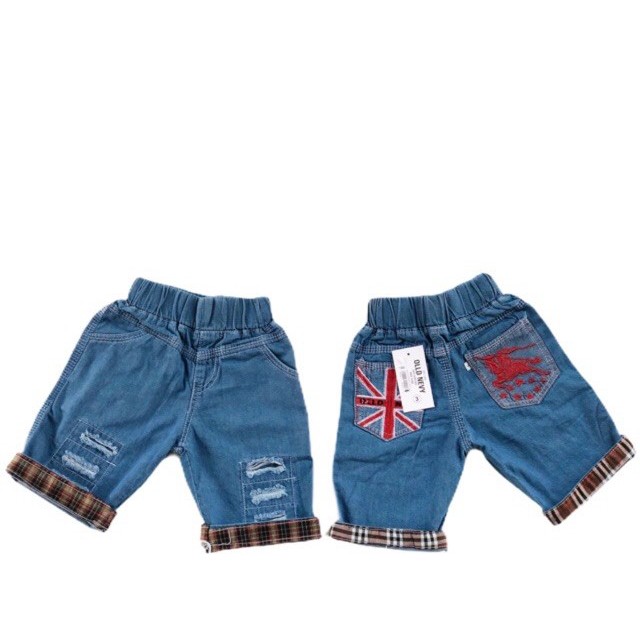 JEANS BENDERA PENDEK RIPPED CELANA ANAK