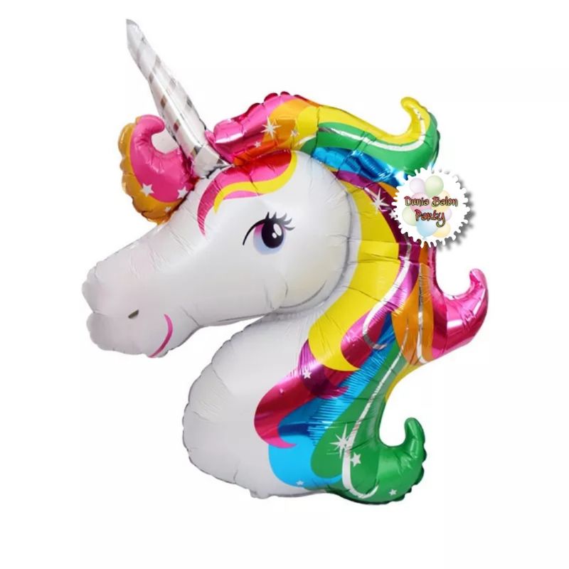 Balon Foil Kepala Unicorn / Pegasus Rainbow Jumbo (100cm)