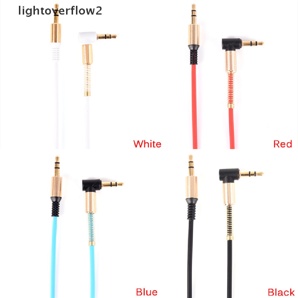 (Light2) Kabel Audio Stereo 3.5mm Male Ke Male Sudut Kanan 90 Derajat