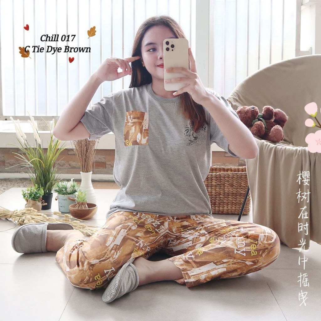 IZANY Piyama Dewasa Size S/ CP Atasan kaos Tebal-CHILL 017 TIEDYE BRO
