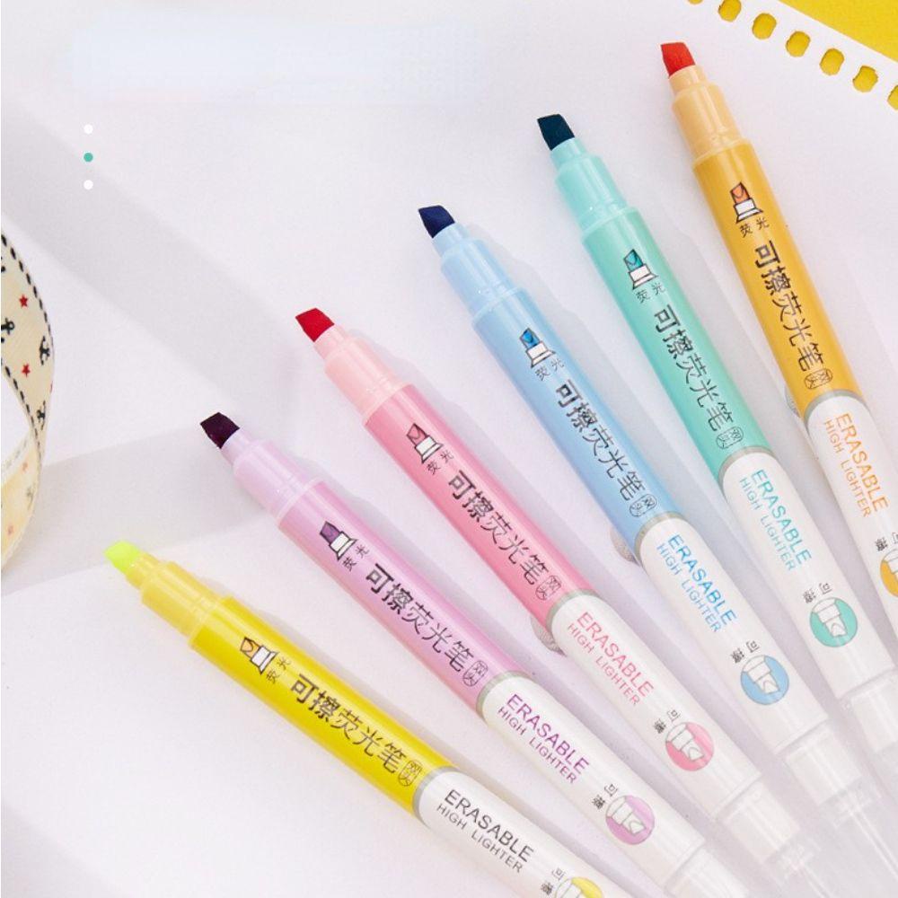 6pcs / Set Pen Graffiti Kepala Ganda Warna Permen Fluorescent Untuk Alat Tulis Pelajar / Kantor