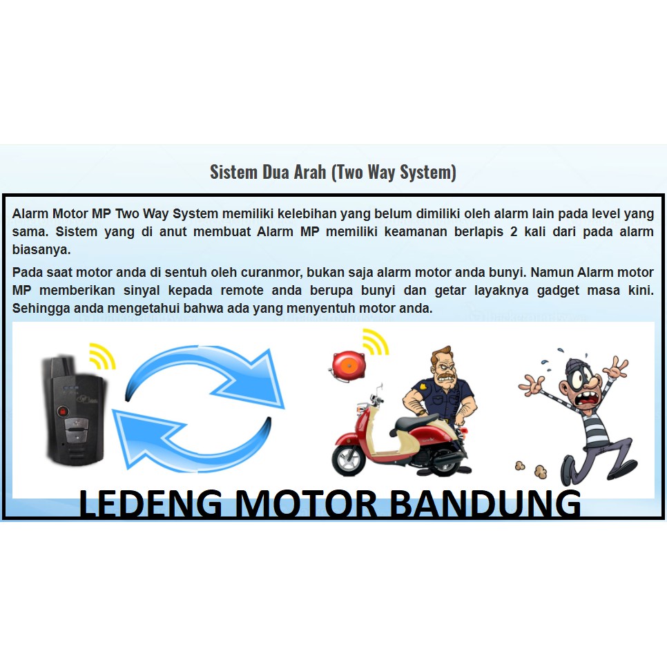 Alarm Motor MP Two Way 2 Arah Remoter Bunyi Stater Jarak Jauh Bagus