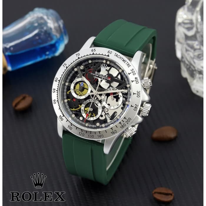 [Spesial Promo] JAM TANGAN PRIA ROLEX RUBBER CHRONO ACTIVE(3 WARNA) BEST SELLER SILVER