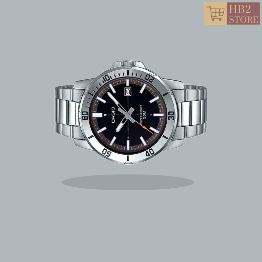 JAM TANGAN PRIA / PERIA / COWO DAN WANITA  CASIO ANALOG STRAP TALI RANTAI SILVER ORIGINAL HB0002