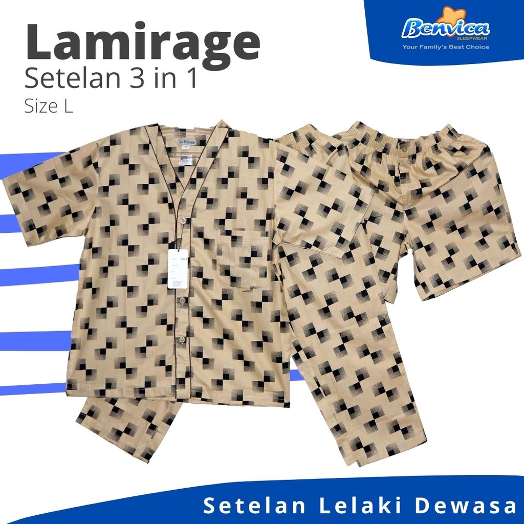 BAJU TIDUR PIYAMA LAKI-LAKI DEWASA KATUN L LA MIRAGE