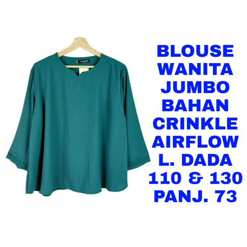 WK BLOUSE WANITA JUMBO V NECK BAJU ATASAN KERJA CASUAL LD 110 LD 130