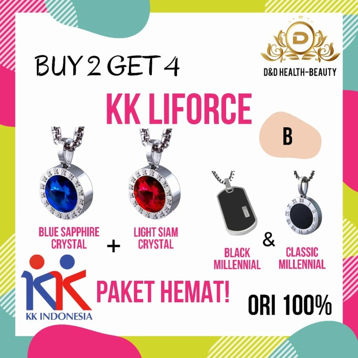 PROMO BUY 2 GET 4 Kalung KK LIFORCE Blue + Light / ORI 100% - PAKET B