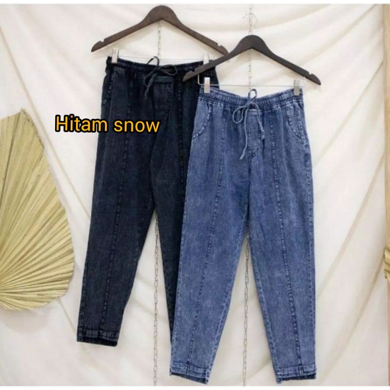 TERMURAH BAGGY SNOW JEANS WANITA DEWASA.CELANA JEANS PANJANG WANITA MODEL BAGGY BOYFRIEND PENCIL COD