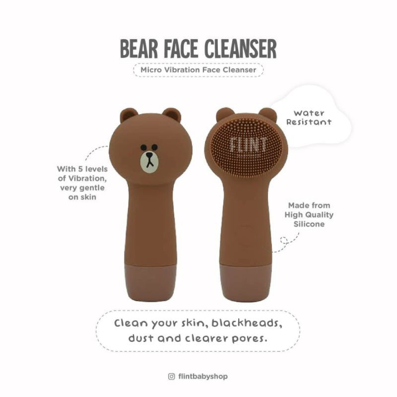 Bear face cleanser sikat silicone untuk cuci micro vibration face cleanser water resestant muka