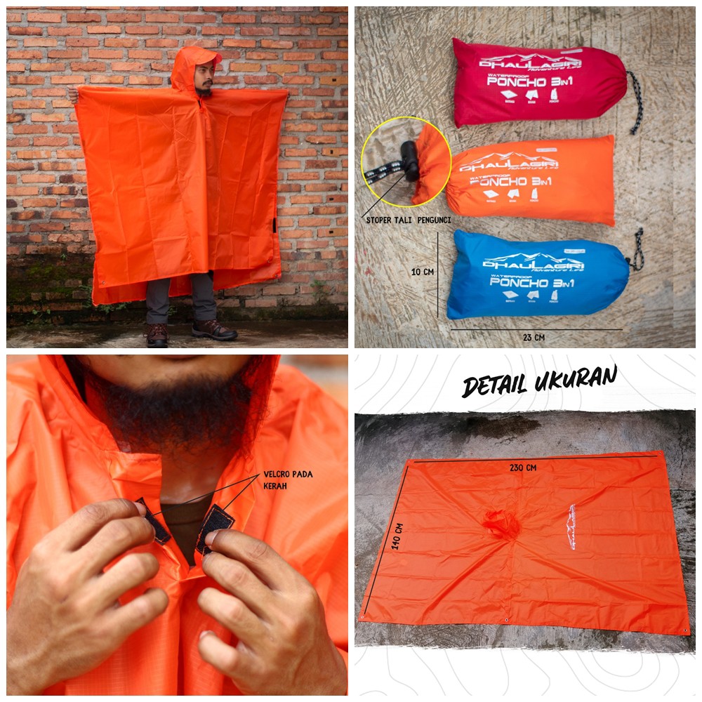 PONCO PONCHO RAINCOAT JAS HUJAN DHAULAGIRI OUTDOOR HIKING CAMPING