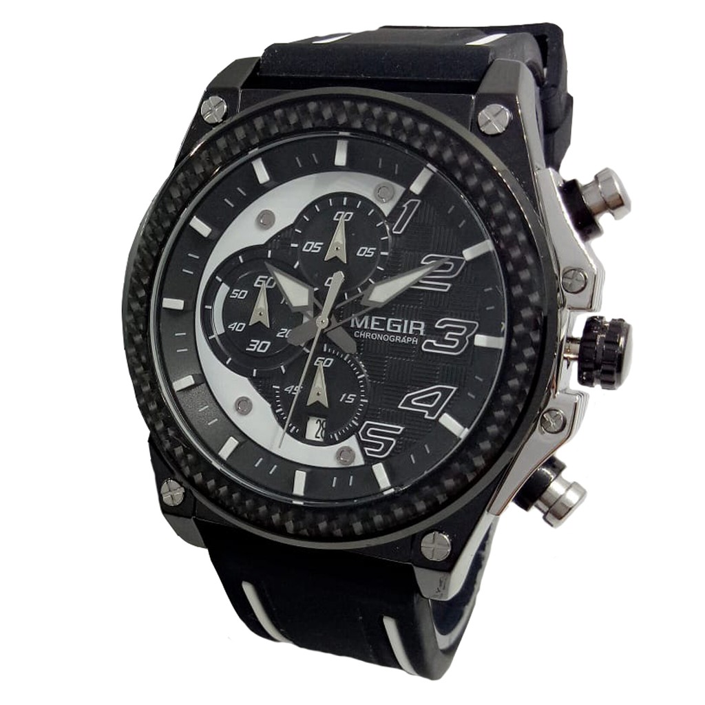Megir 2051 - Jam Tangan Casual Pria Murah - Anti Air - Tali Kulit - Original - Analog Quartz