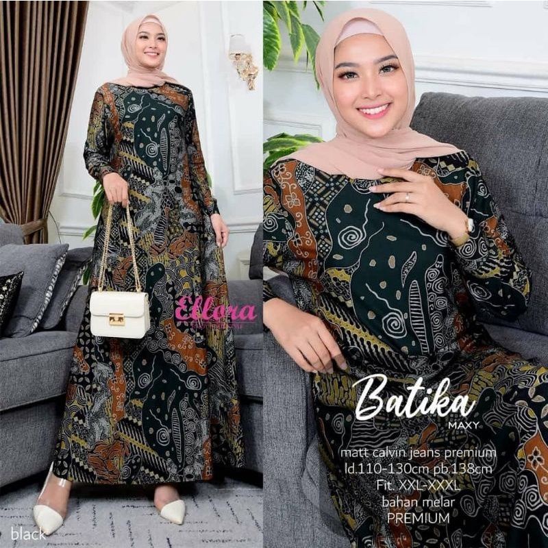 BATIKA Maxy / Kaila Dress - Gamis Calvin jeans Terbaru LD100-110 XL- 4L / Calvin Jeans Batik / R.22 - 023-5390 / R.27 - 022-5340